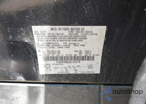 2018 Ford Taurus Limited z USA, uszkodzony, nr VIN 1FAHP2F86JG124179